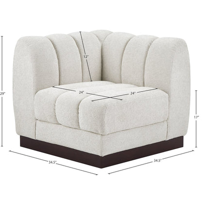 Quinn Cream Chenille Fabric Corner Chair