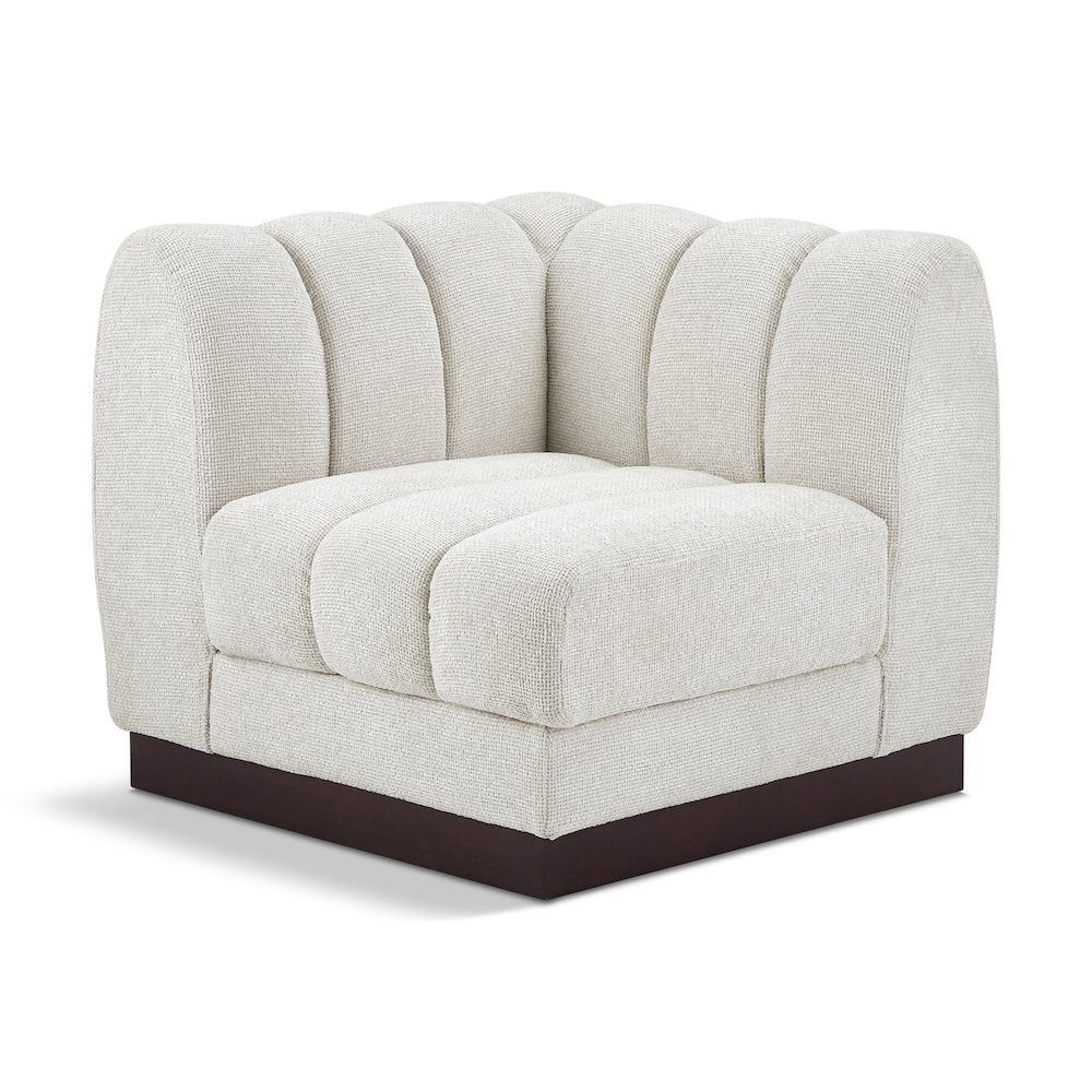 Quinn Cream Chenille Fabric Corner Chair