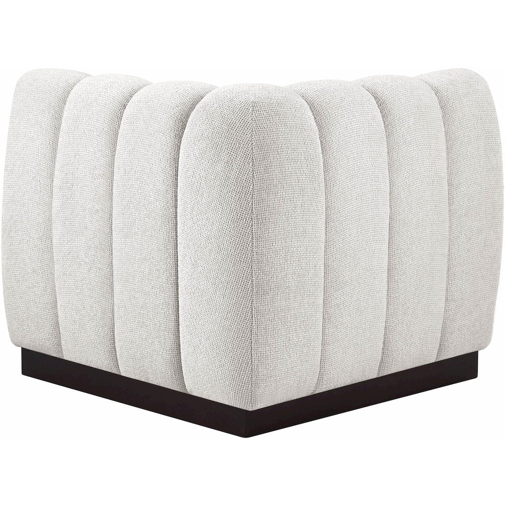 Quinn Cream Chenille Fabric Corner Chair