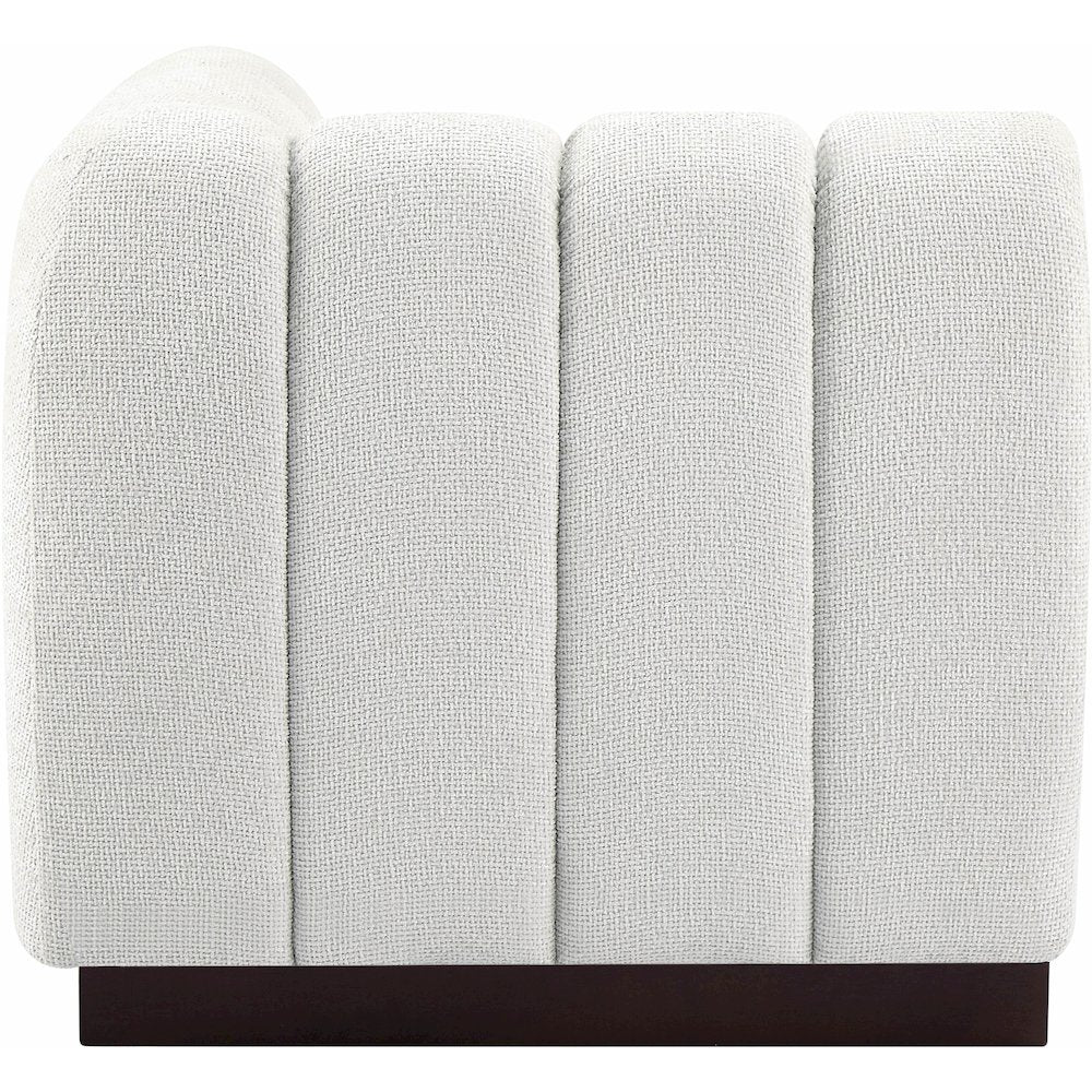 Quinn Cream Chenille Fabric Corner Chair