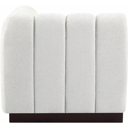 Quinn Cream Chenille Fabric Corner Chair