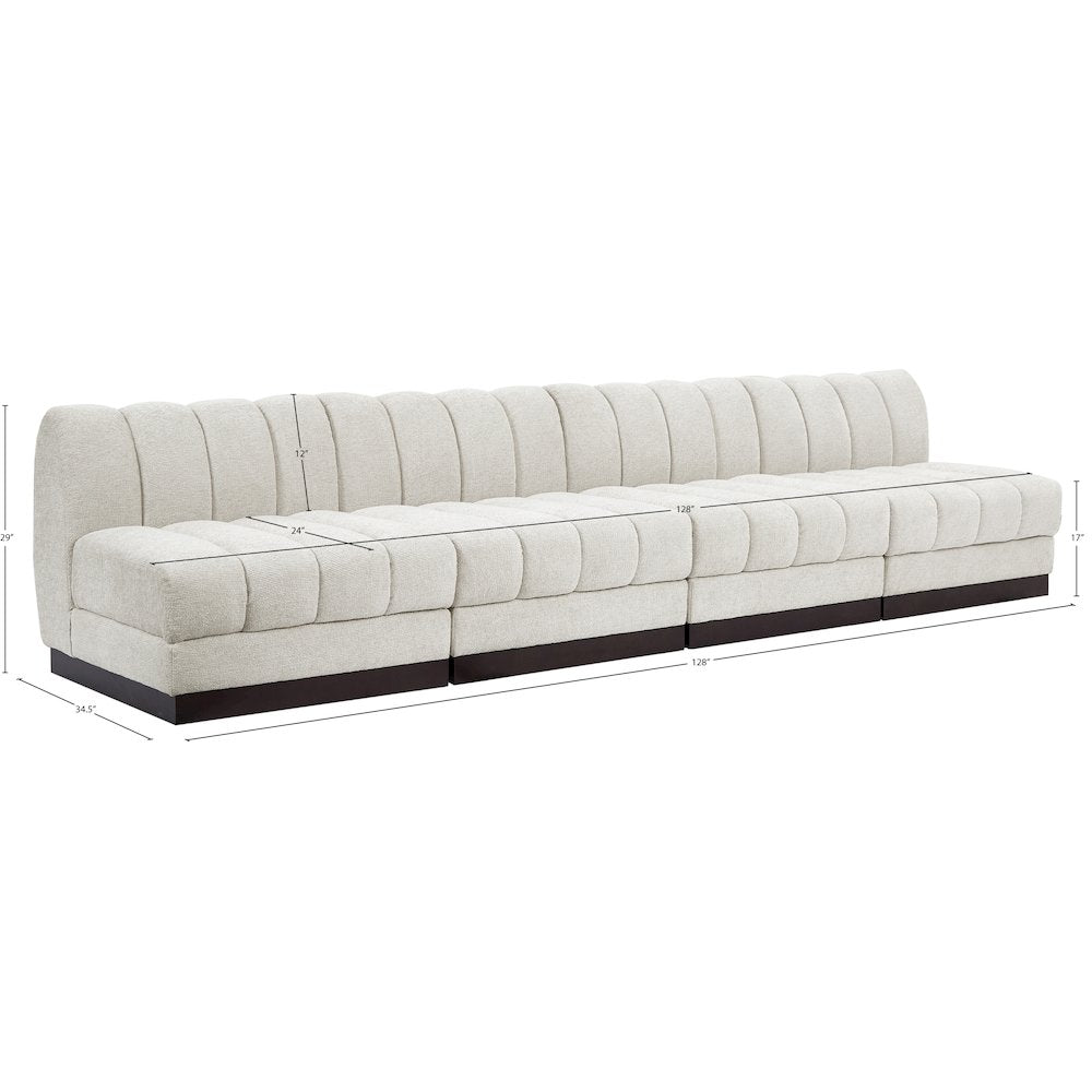 Quinn Cream Chenille Fabric Modular Sofa