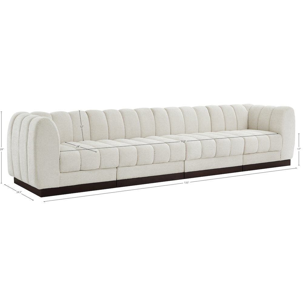 Quinn Cream Chenille Fabric Modular Sofa