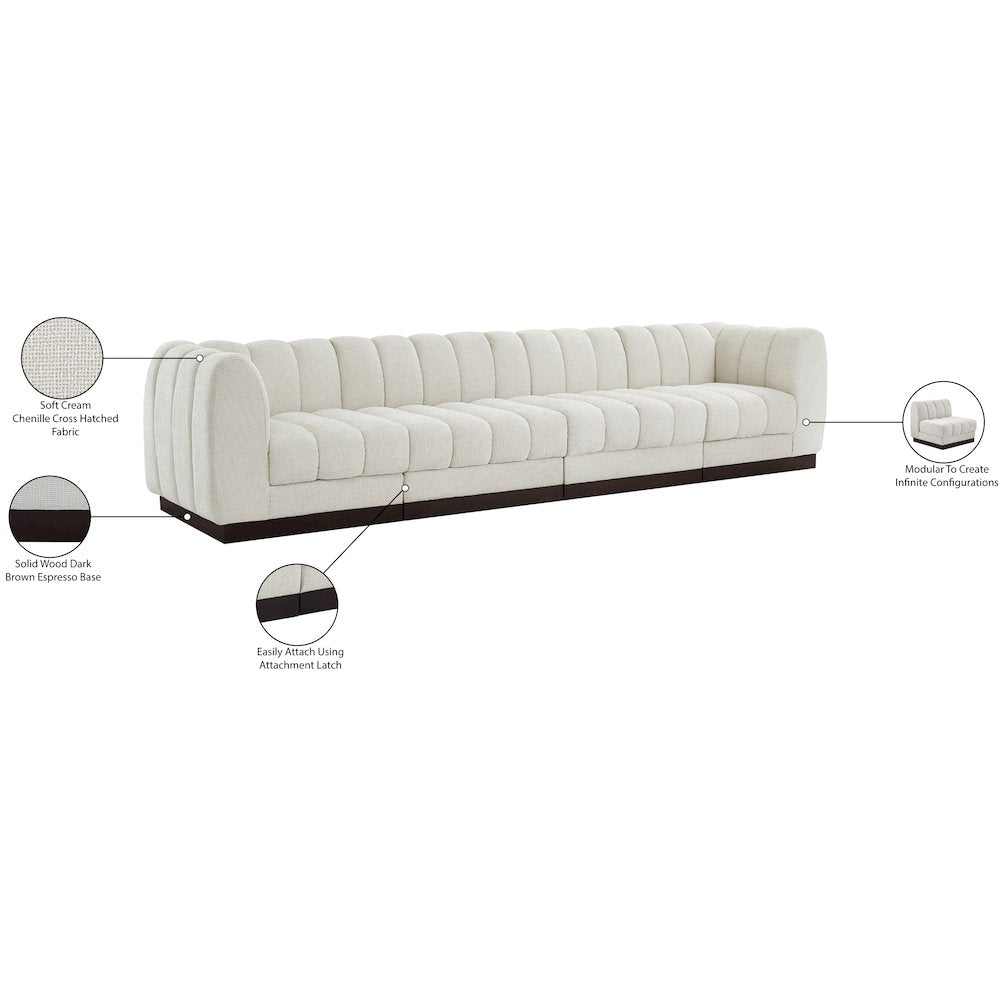 Quinn Cream Chenille Fabric Modular Sofa
