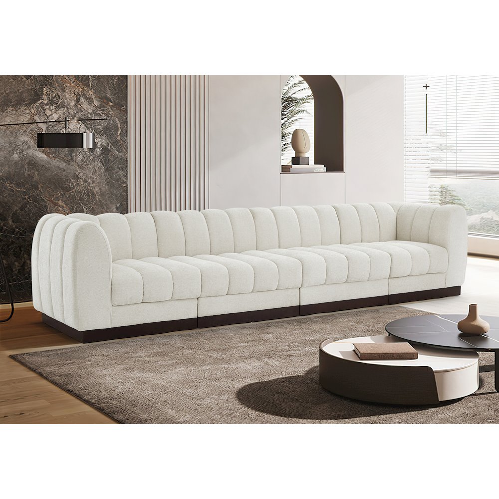 Quinn Cream Chenille Fabric Modular Sofa