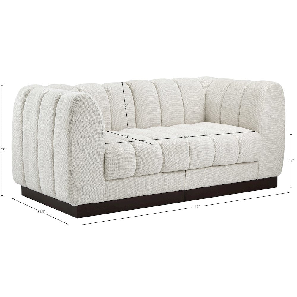 Quinn Cream Chenille Fabric Modular Sofa
