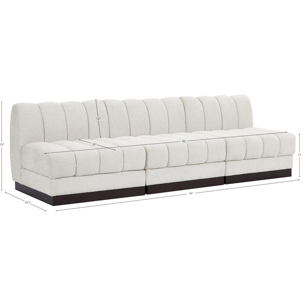 Quinn Cream Chenille Fabric Modular Sofa