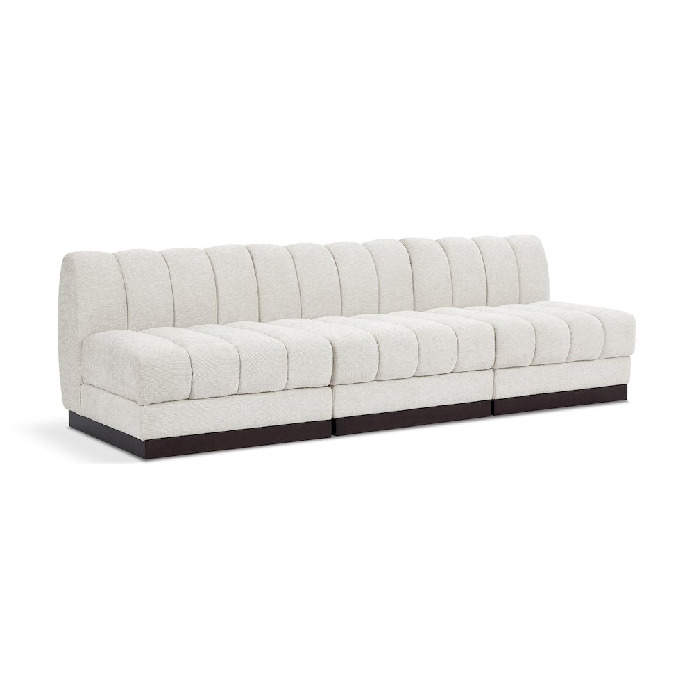 Quinn Cream Chenille Fabric Modular Sofa