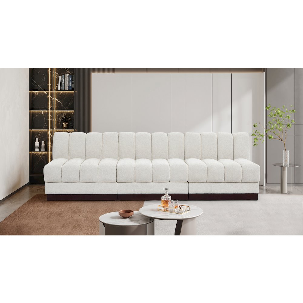 Quinn Cream Chenille Fabric Modular Sofa