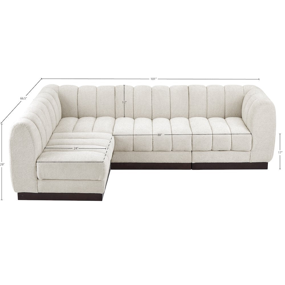 Quinn Cream Chenille Fabric Modular Sectional