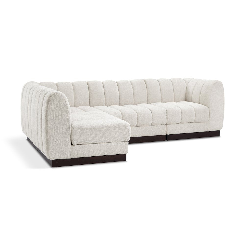 Quinn Cream Chenille Fabric Modular Sectional