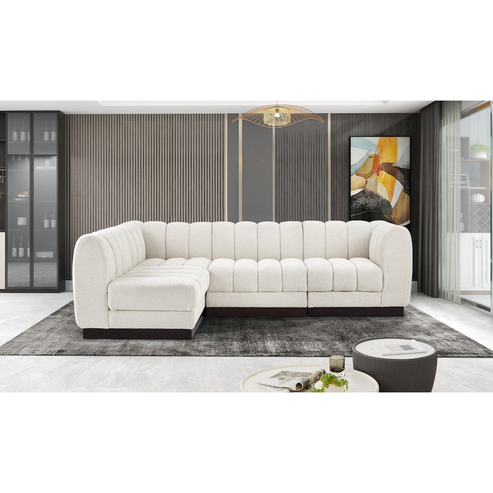 Quinn Cream Chenille Fabric Modular Sectional