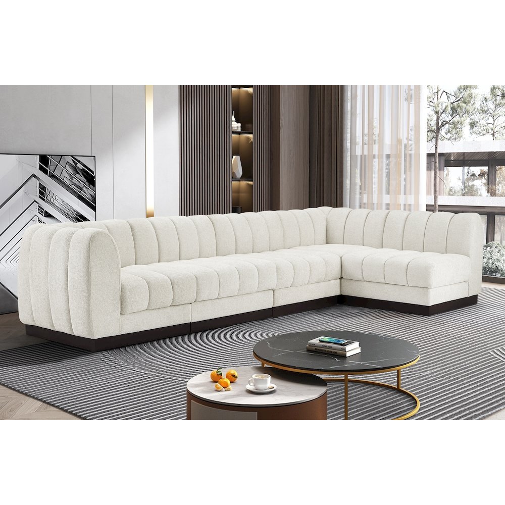Quinn Cream Chenille Fabric Modular Sectional