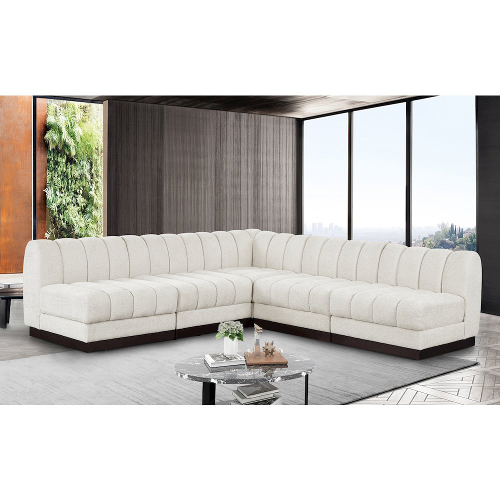 Quinn Cream Chenille Fabric Modular Sectional