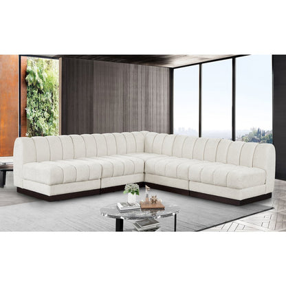 Quinn Cream Chenille Fabric Modular Sectional