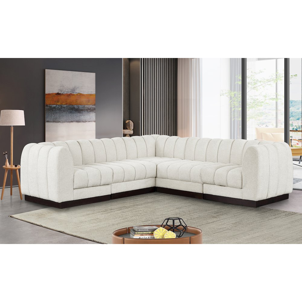 Quinn Cream Chenille Fabric Modular Sectional