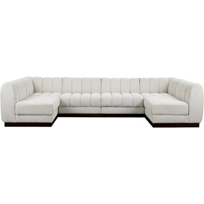 Quinn Cream Chenille Fabric Modular Sectional
