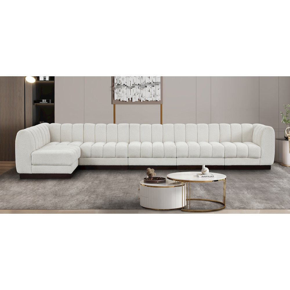 Quinn Cream Chenille Fabric Modular Sectional