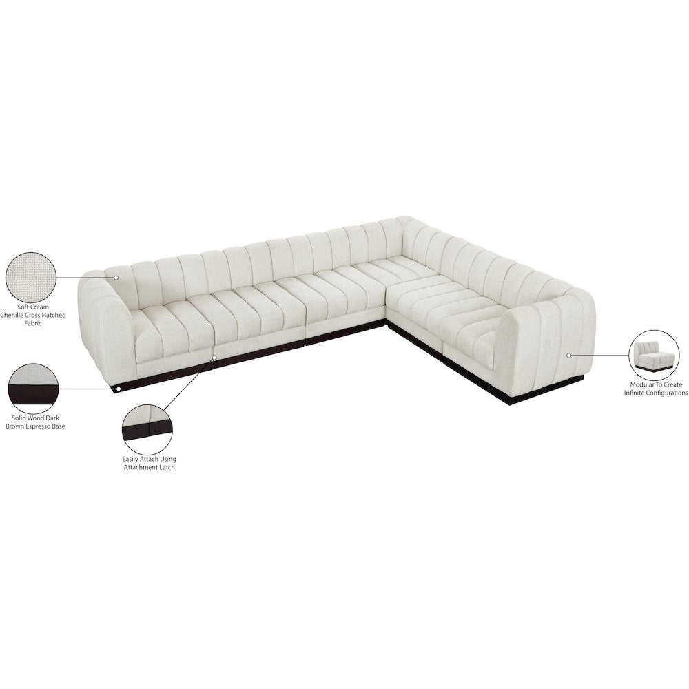 Quinn Cream Chenille Fabric Modular Sectional