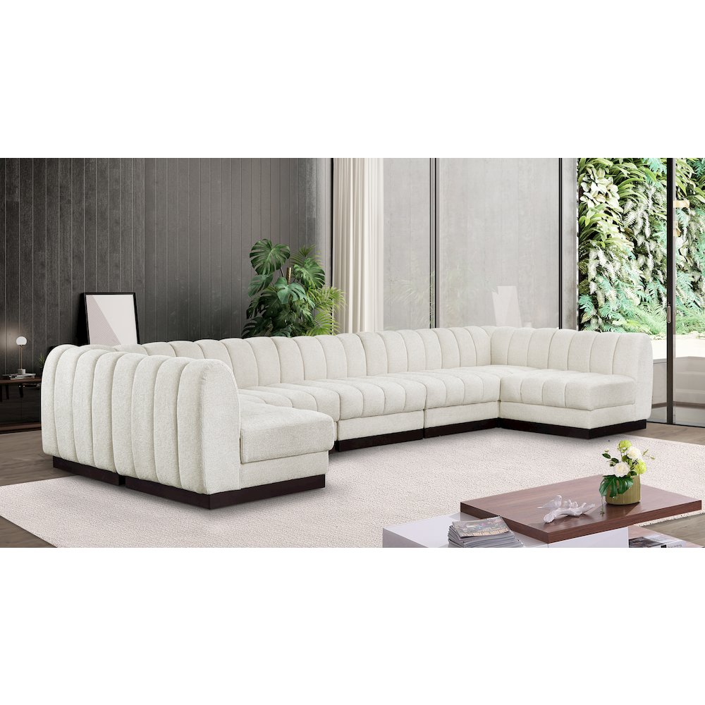 Quinn Cream Chenille Fabric Modular Sectional