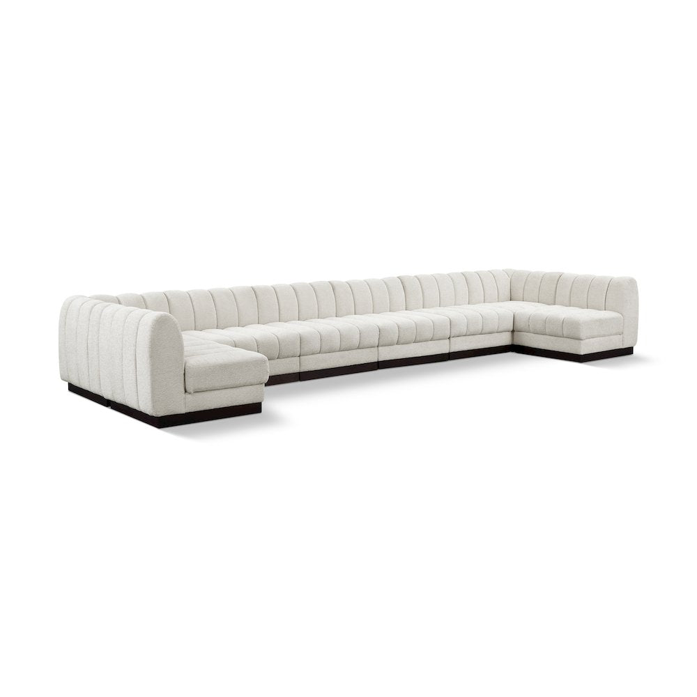 Quinn Cream Chenille Fabric Modular Sectional