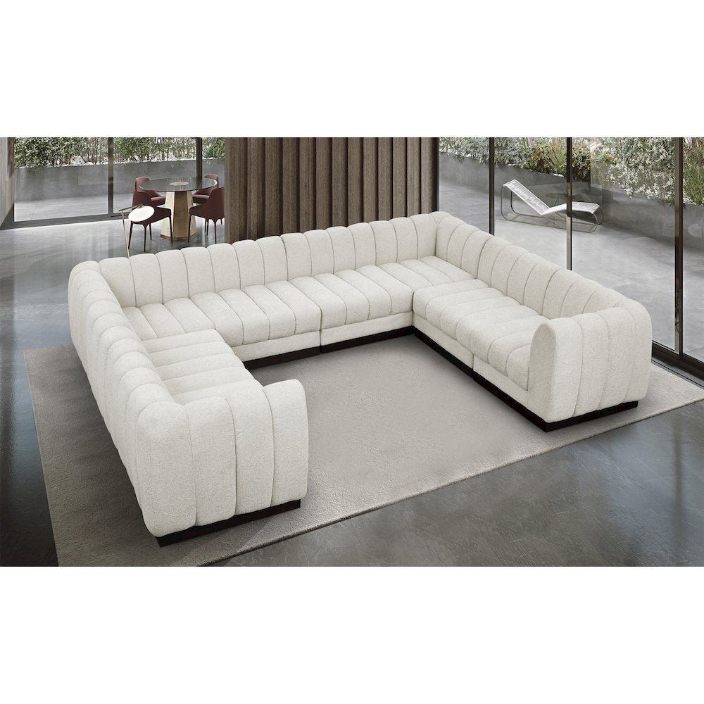 Quinn Cream Chenille Fabric Modular Sectional