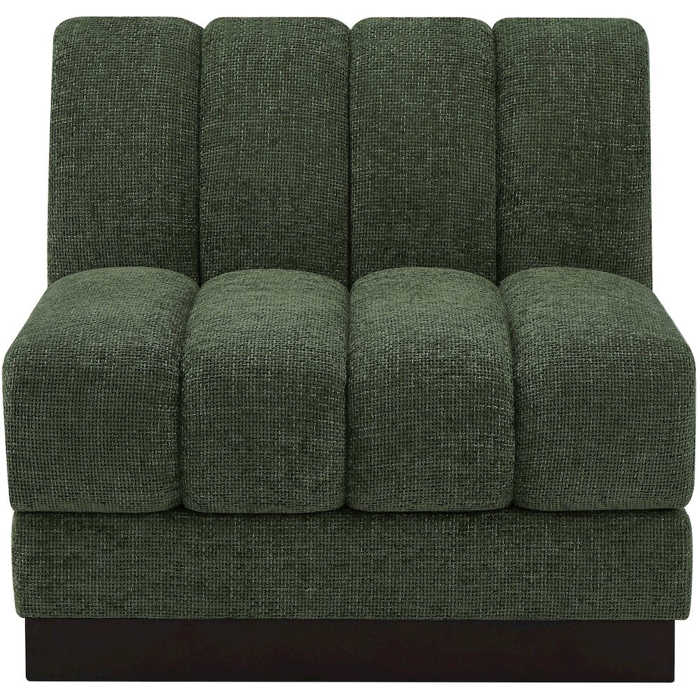 Quinn Green Chenille Fabric Armless Chair