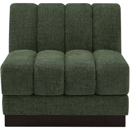Quinn Green Chenille Fabric Armless Chair