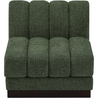 Quinn Green Chenille Fabric Armless Chair