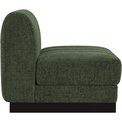 Quinn Green Chenille Fabric Armless Chair