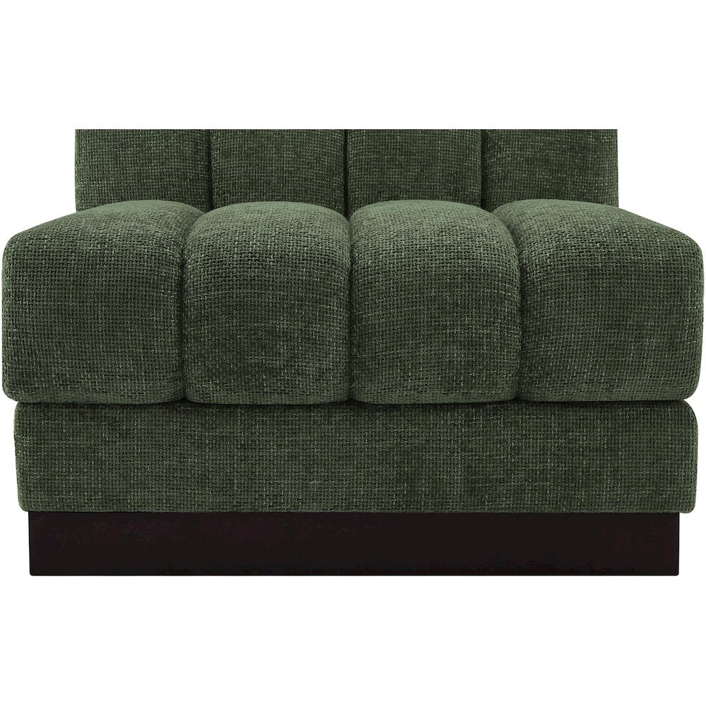 Quinn Green Chenille Fabric Armless Chair