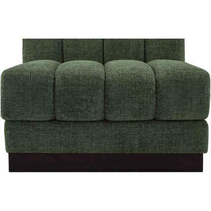 Quinn Green Chenille Fabric Armless Chair