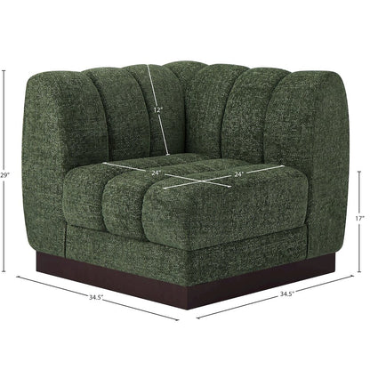 Quinn Green Chenille Fabric Corner Chair