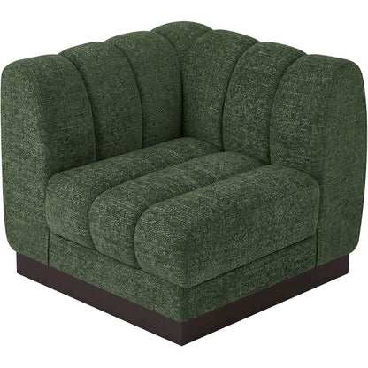 Quinn Green Chenille Fabric Corner Chair