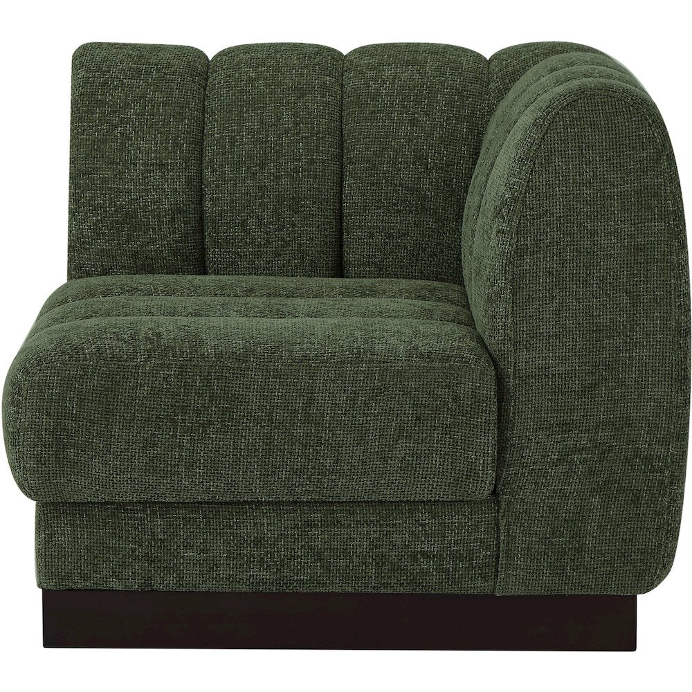 Quinn Green Chenille Fabric Corner Chair