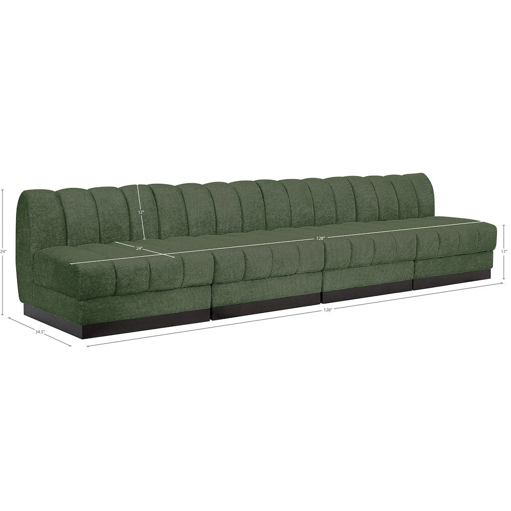 Quinn Green Chenille Fabric Modular Sofa