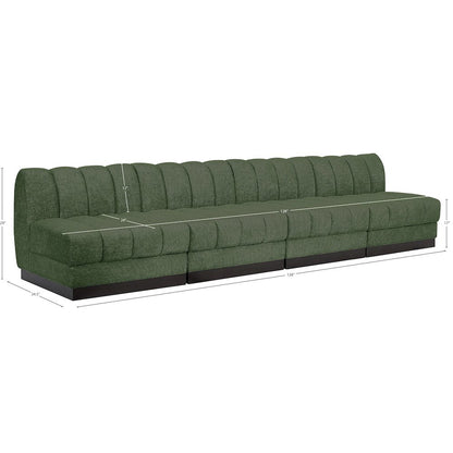 Quinn Green Chenille Fabric Modular Sofa