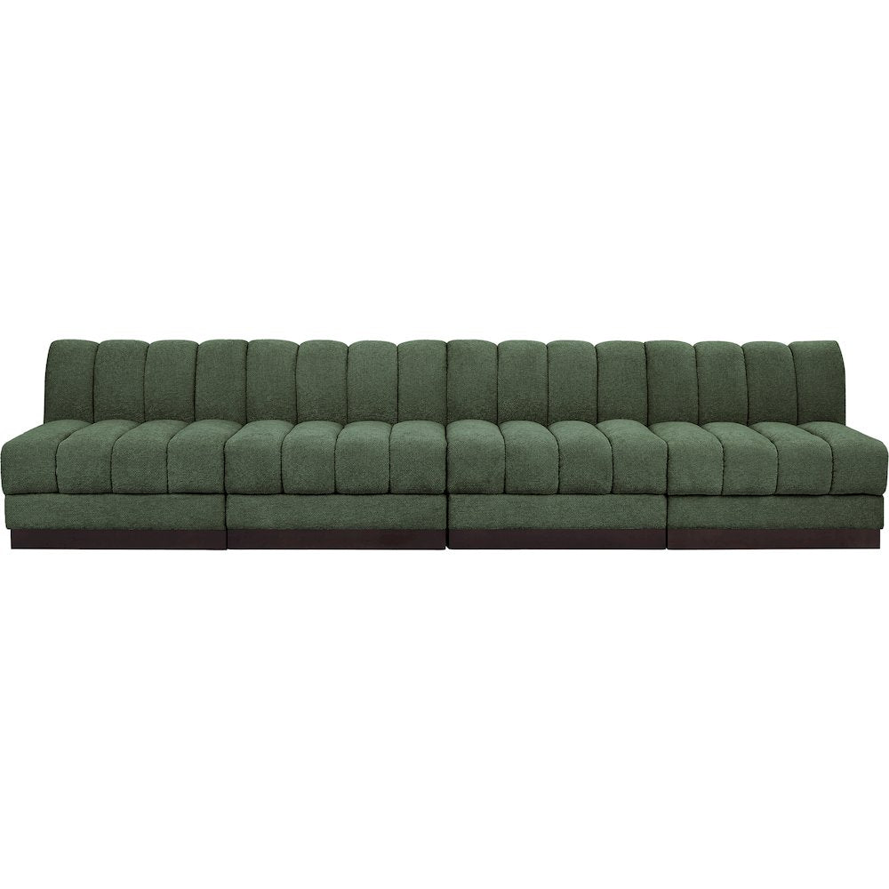 Quinn Green Chenille Fabric Modular Sofa