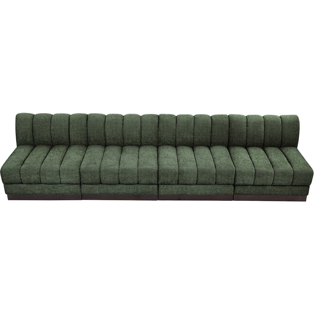 Quinn Green Chenille Fabric Modular Sofa