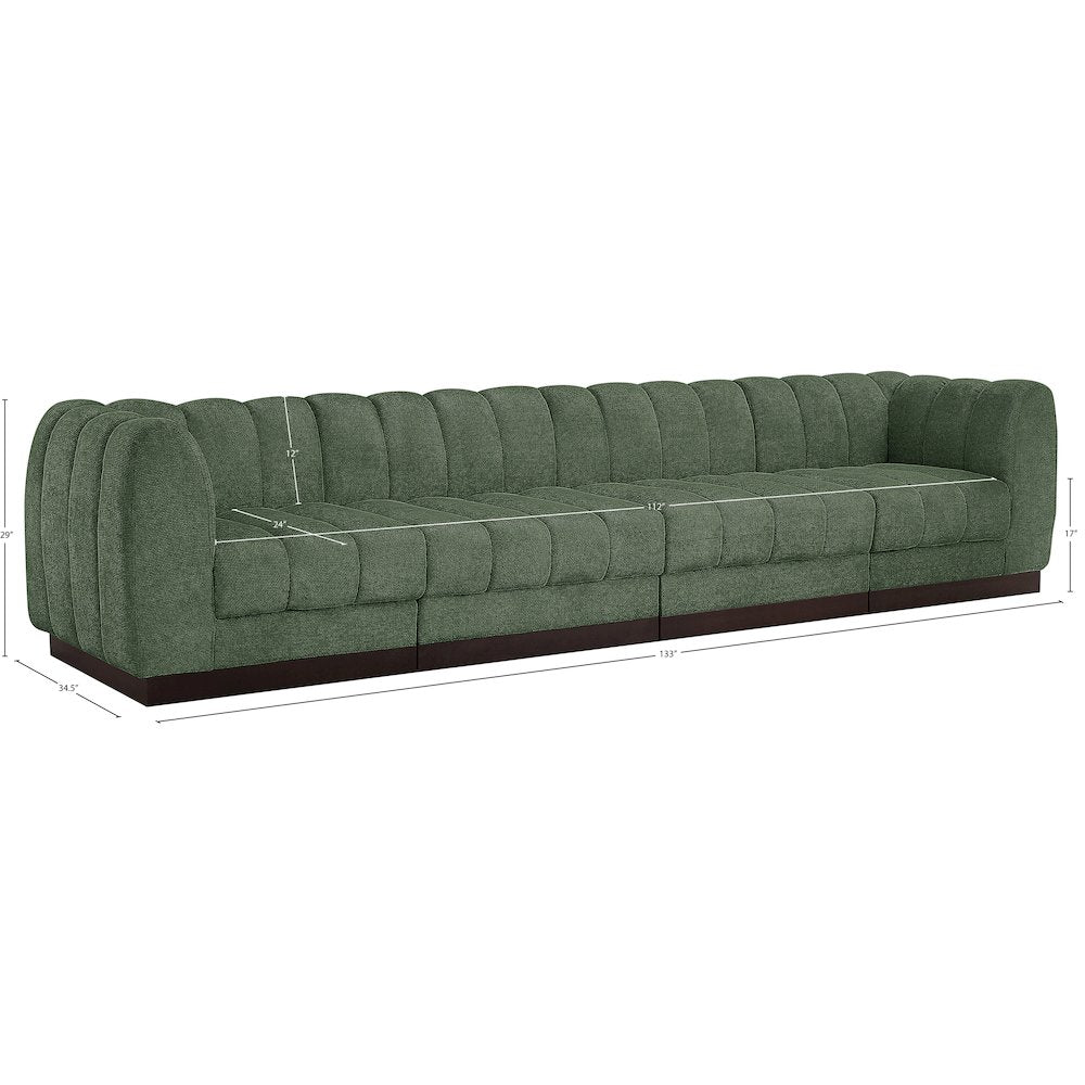 Quinn Green Chenille Fabric Modular Sofa