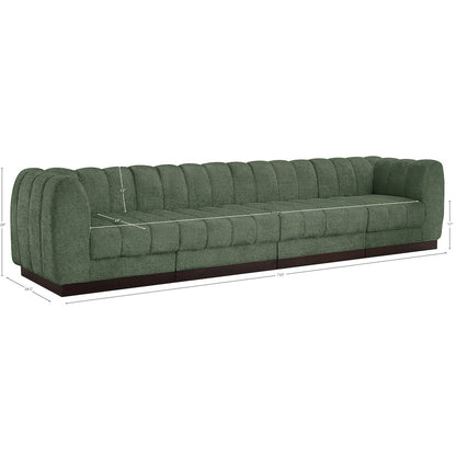 Quinn Green Chenille Fabric Modular Sofa