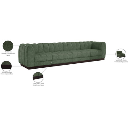 Quinn Green Chenille Fabric Modular Sofa