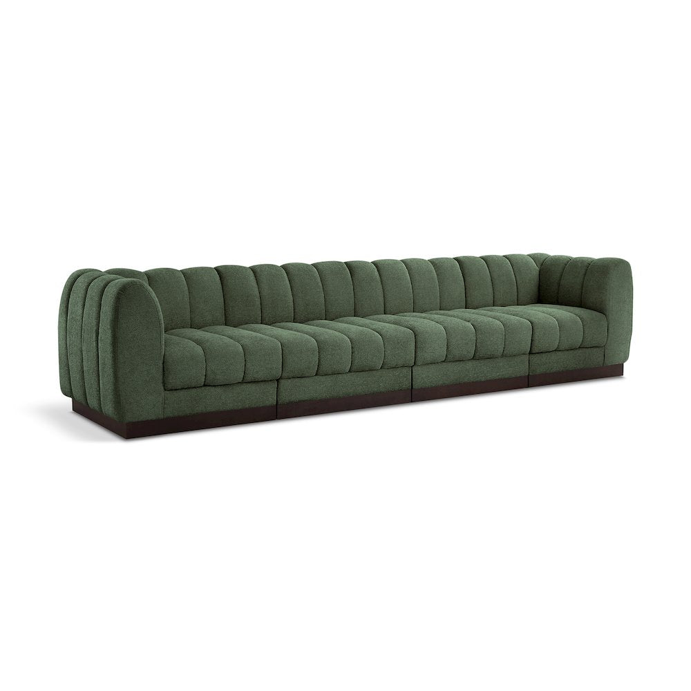 Quinn Green Chenille Fabric Modular Sofa