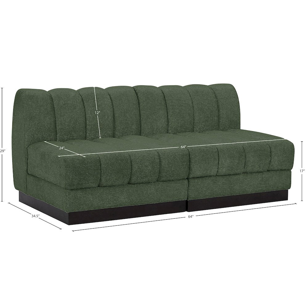 Quinn Green Chenille Fabric Modular Sofa