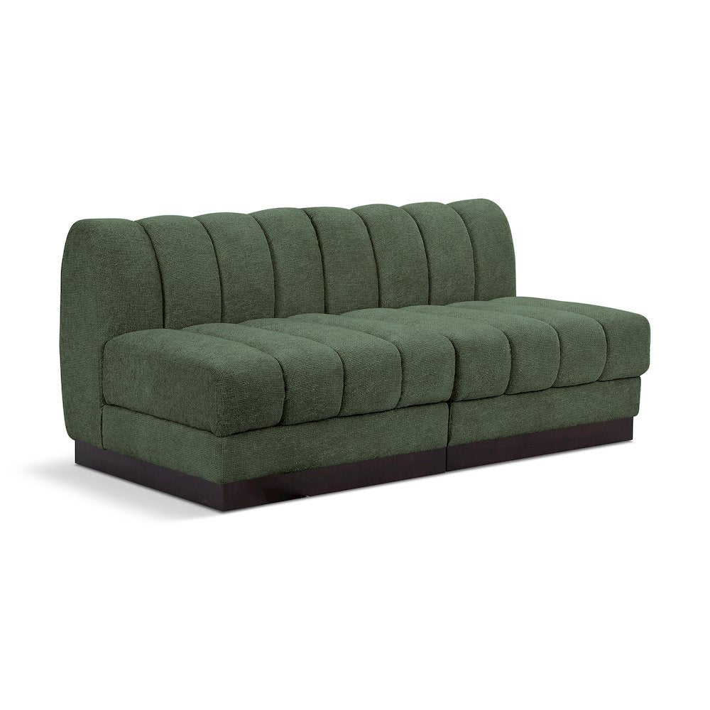 Quinn Green Chenille Fabric Modular Sofa