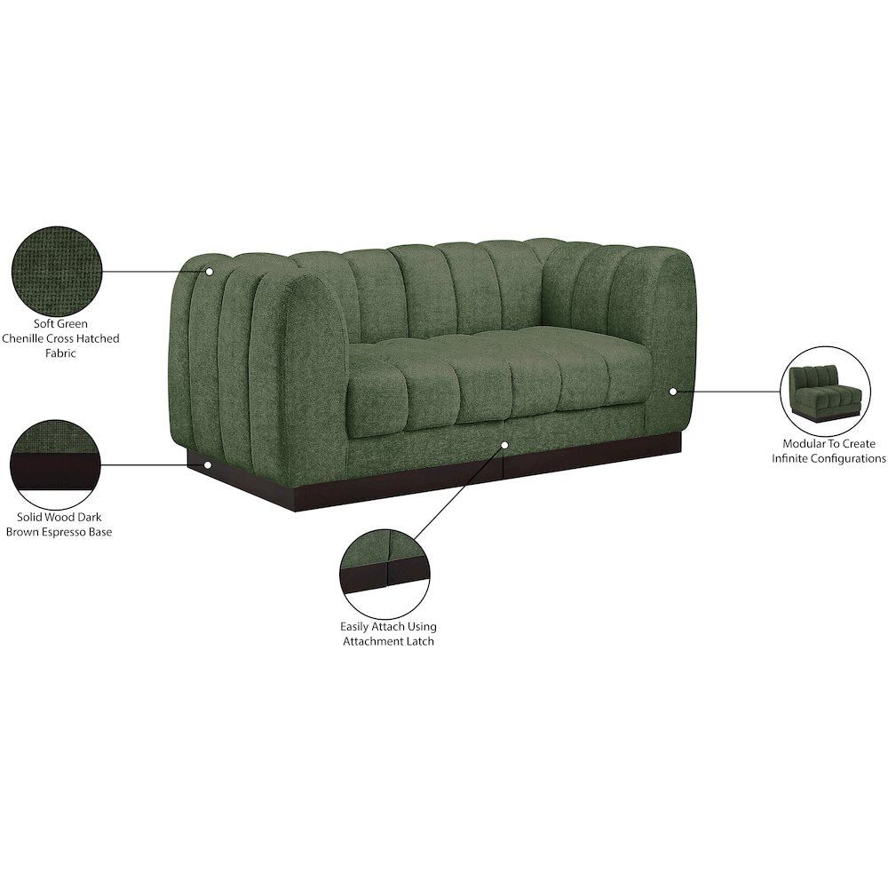 Quinn Green Chenille Fabric Modular Sofa