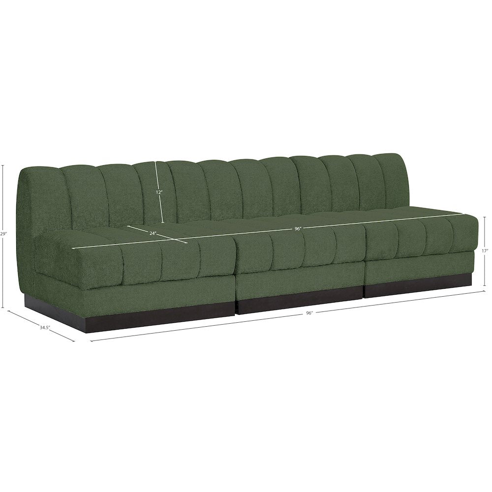 Quinn Green Chenille Fabric Modular Sofa
