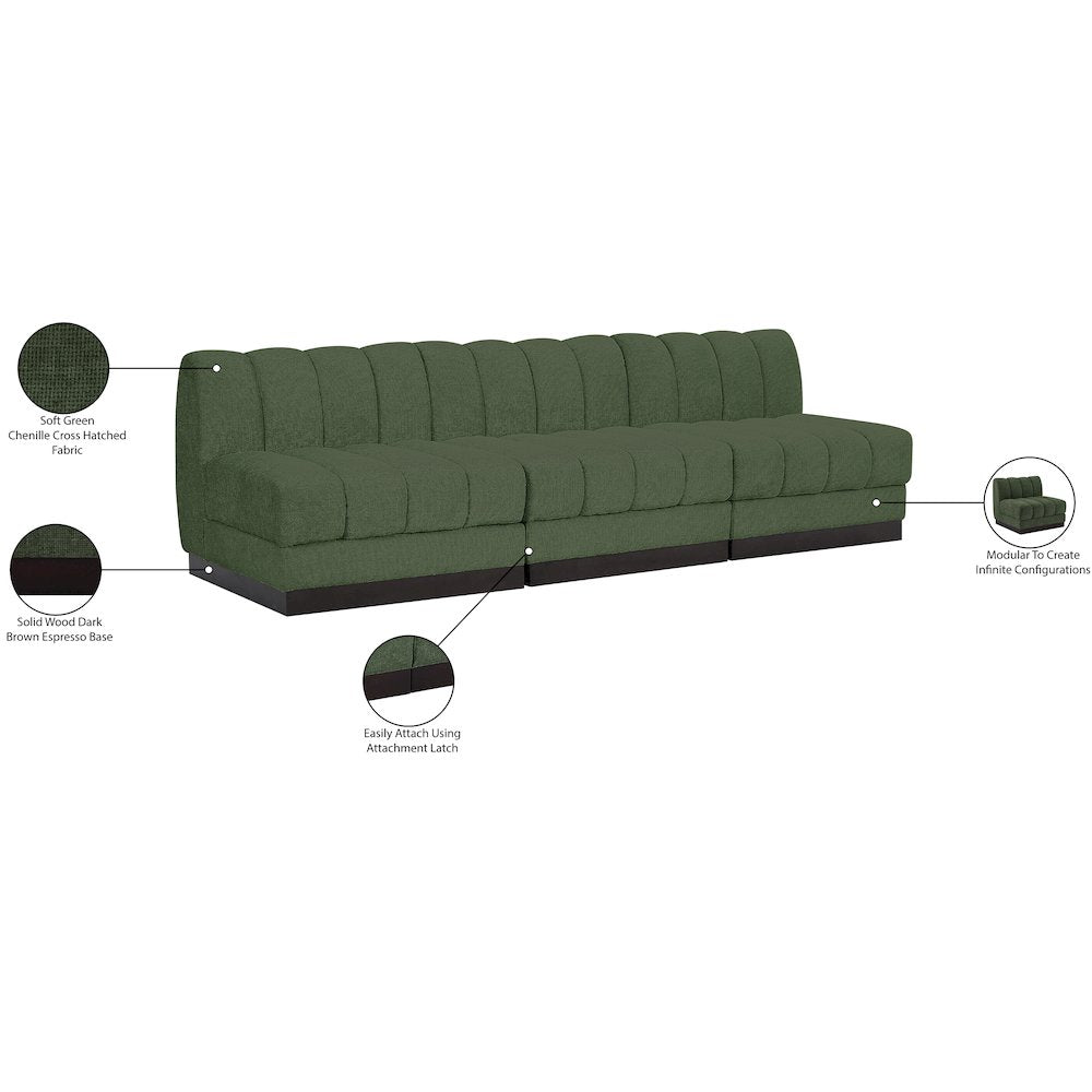 Quinn Green Chenille Fabric Modular Sofa