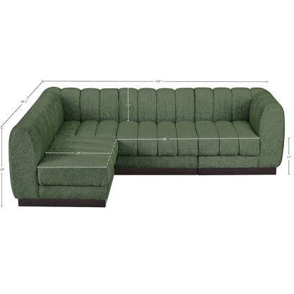 Quinn Green Chenille Fabric Modular Sectional