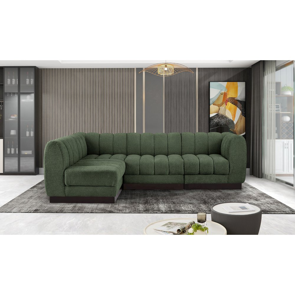Quinn Green Chenille Fabric Modular Sectional